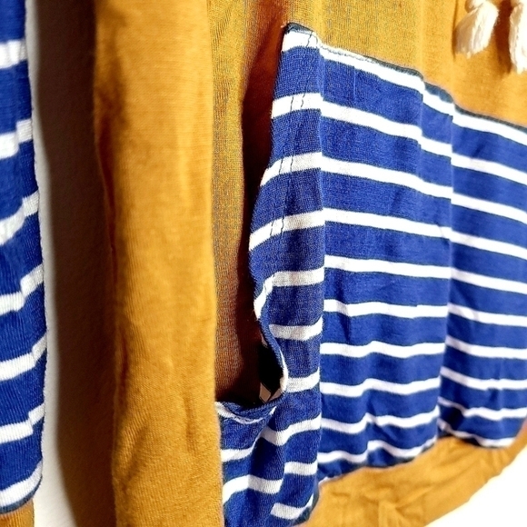 Filly Flair Women’s Small Brown and Blue White Striped Pullover Hoodie - Picture 5 of 11